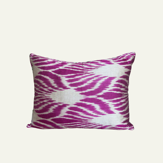 Zijde Kussen Fuchsia Zigzag x Ruitmotief