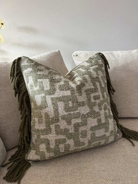 Olive Maze – handgemaakte kussenhoes