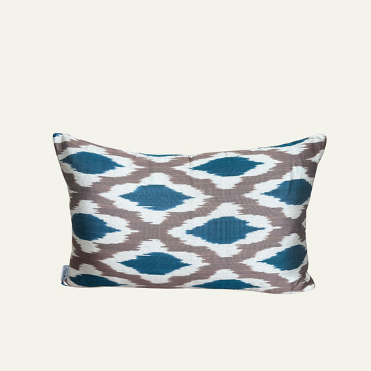 Zijde Kussen Schelp Motief x Aqua Ikat