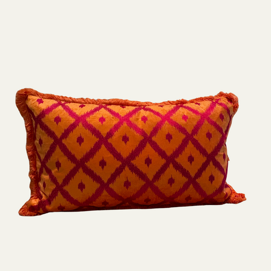 Colmore Kussen Oranje Roze Ruit