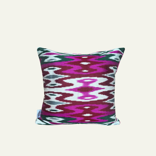 Zijde Kussen Fuchsia Ogen x Fuchsia Ikat