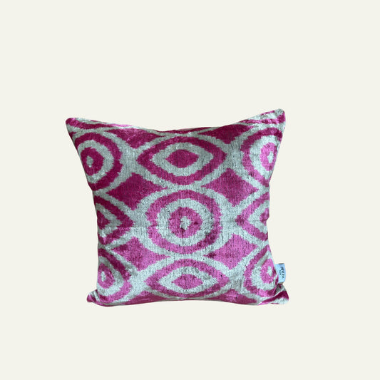 Zijde Kussen Fuchsia Ogen x Fuchsia Ikat