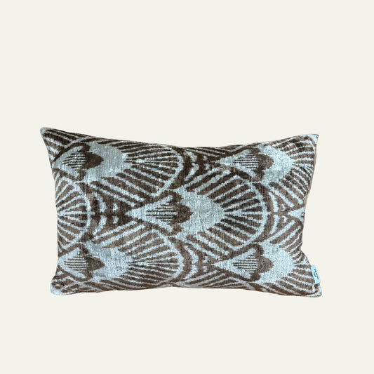 Zijde Kussen Schelp Motief x Aqua Ikat