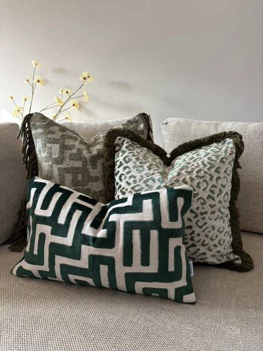 Emerald Maze – handgemaakte kussenhoes