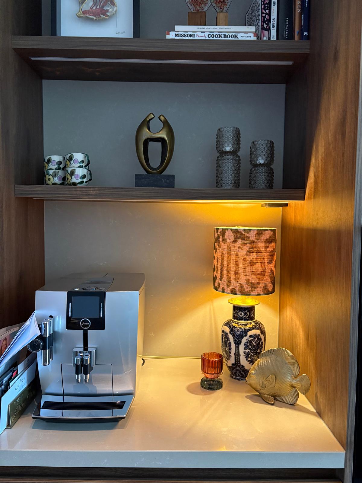 Lamp Delfstblauw met groene ikat jaqcuard kap